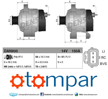 Ford Focus 1.6 Tdci Alternator DAN 930 3M5T 10300 YD